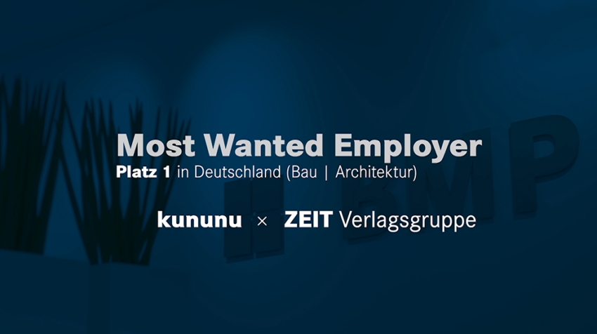 Grafik mit kununu Auszeichnung Most Wanted Employer Platz 1 für BMP.
