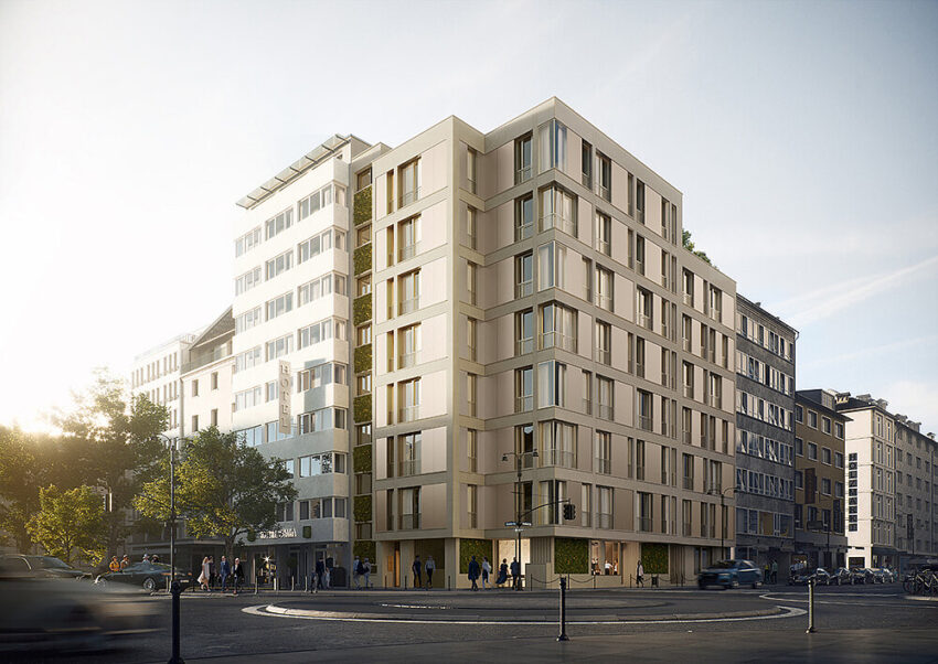 Visualisierung der Schäfergasse 33 in Frankfurt nach Umnutzung zu Wohnraum.
