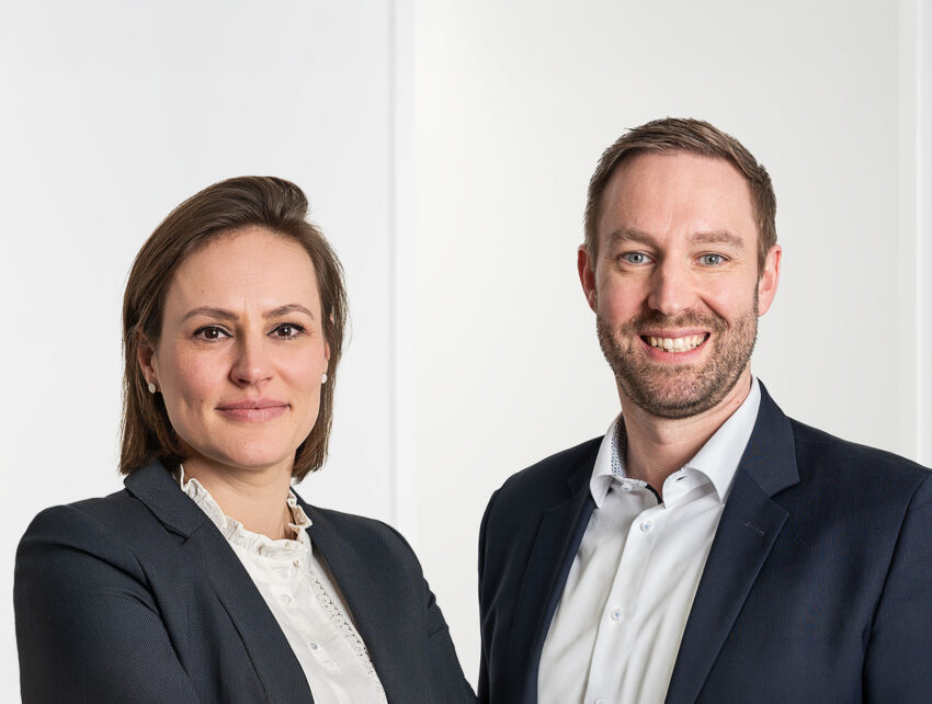 Portrait von Carolin Jeuck und Tim Zawada, Ansprechpartner der BMP Projektsteuerung in Frankfurt.
