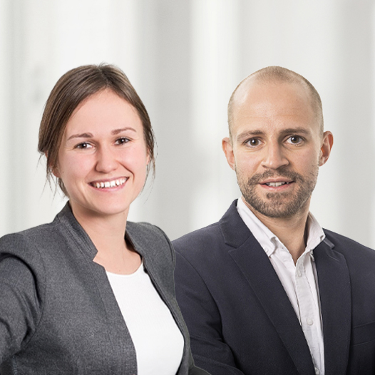 Portrait von Lucas Bauer und Karina Ebertz, Ansprechpartner im Leistungsbereich BMP Coaching & Consulting.